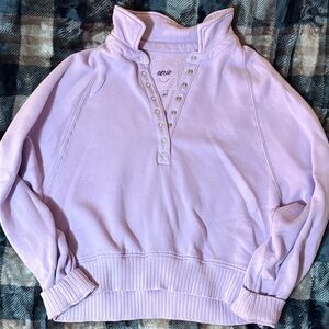 Aerie Light Purple Button-Up Sweatshirt